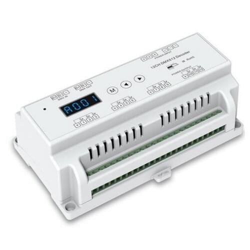 High quality 12CH PWM Constant Voltage DMX512 DC5-36V input;5A*12CH output with display for setting dmx address