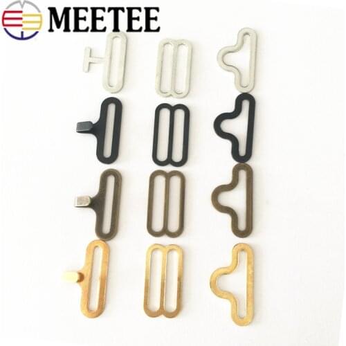Meetee 50/100sets 18mm Tie Hardware Necktie Hook Tie Cravat Clips Fasteners Adjustable Buckle DIY Underwear Straps Accessories