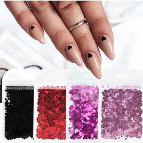 12 Colors Heart Shape Resin Art Glitter Flakes Resin Epoxy Mold Art Decorations Holographic Nail Art Glitter Sequins T21F