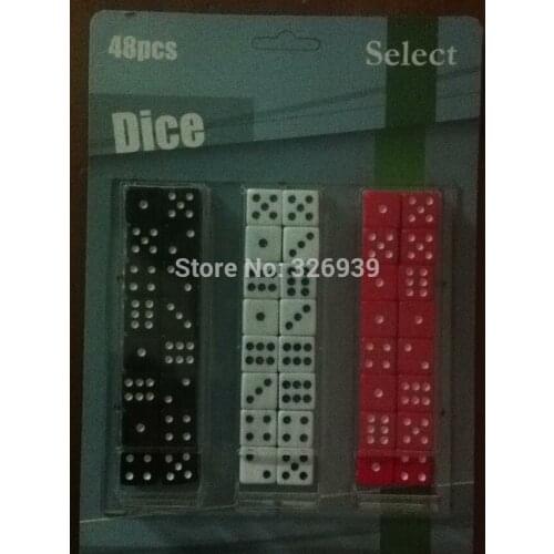 16MM corner red black and white tricolor 48 grains of suit (16 dices of each color )