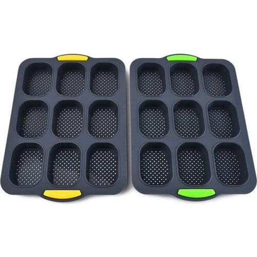 2 Colors Exquisite Cake Mold Soft Practical Silicone Easy Demould 9 Cavities Baking Bread Mould Widely Use for Daily Kitchen