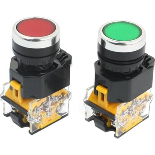 2pcs 22mm Mount 10A 380V DPST Red Green Momentary Push Button Switch CNIM Hot