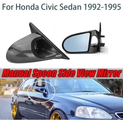 Manual Adjustable Spoon Style 2pcs Car Door Wing Rear View Side View Mirror Assembly For Honda For Civic EG 4Dr Sedan 1992-1995