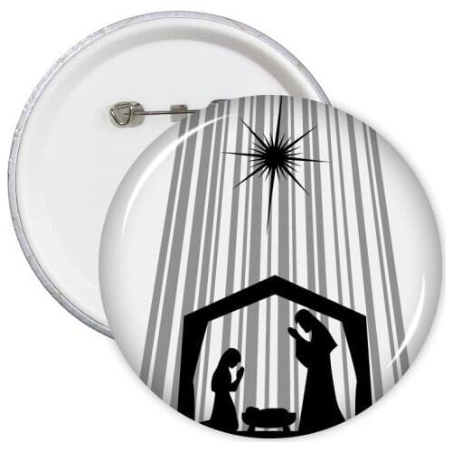 Religion Cross Jusus Christianity Grey The Old Testament Bible Crusades Sketch Round Pins Badge Button Clothing Decoration 5pcs