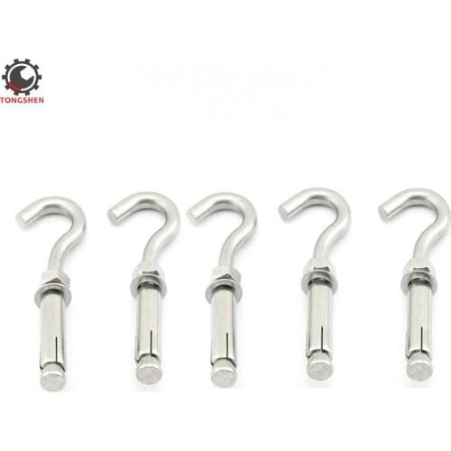 5Pcs M8 Open Cup Hook Expansion Screw Stainless Steel Expansion Heavy Duty Bolts Ceiling Hook Bolts Sleeve Expansion Anchor Bolt