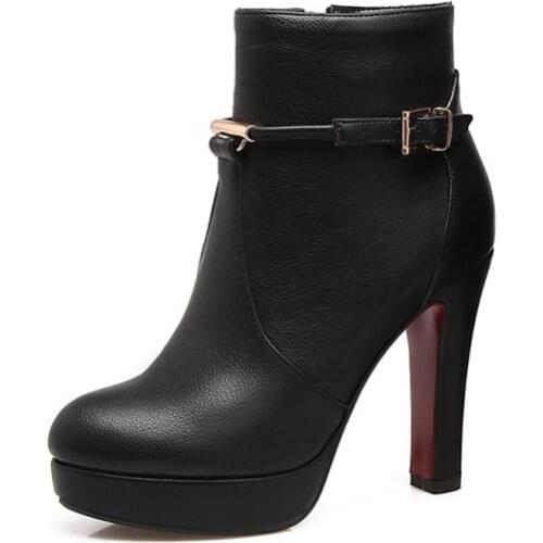 Big Size 11 12 13 14 15 Euro-American style round-headed round heel side zipper belt buckle boots