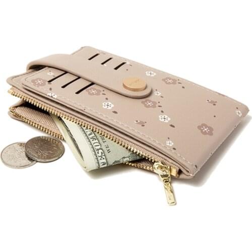 Brand Women PU Leather Wallet Designer Multi Function Credit Cards Holder Floral Female Thin Coin Purse Bag Cartera Portafoglio