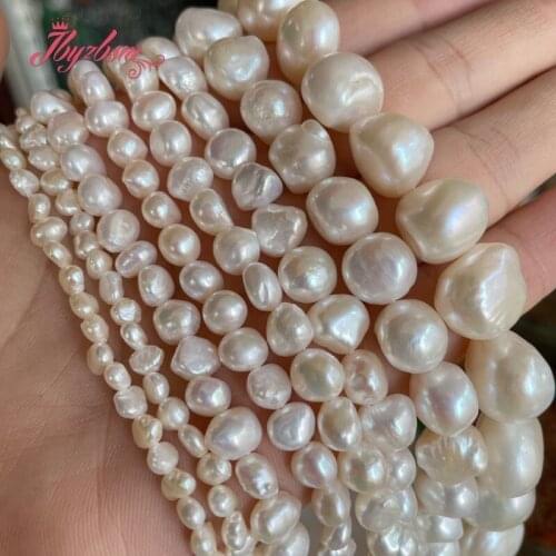 3-4/5-7/6-8/8-9mm Natural Freshwater Pearl White Freeform Natural Stone Beads For DIY Women Necklace Bracelet Jewelry Making 15"