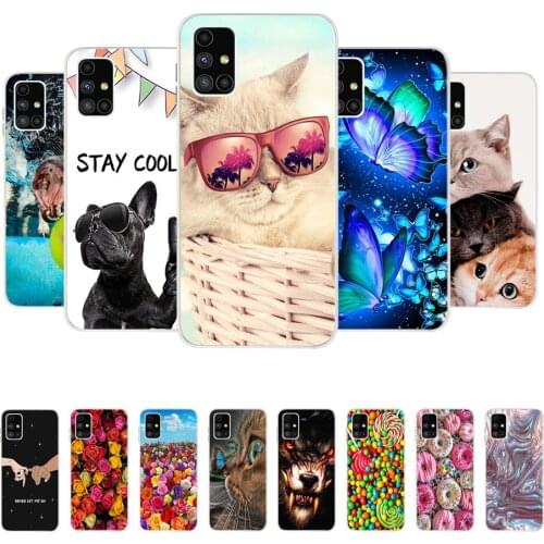 For Samsung Galaxy M51 Case 2020 Soft Silicone Clear TPU Phone Case Cute Cat Back Bumper For Samsung M51 M 51 M515F Cover Cases