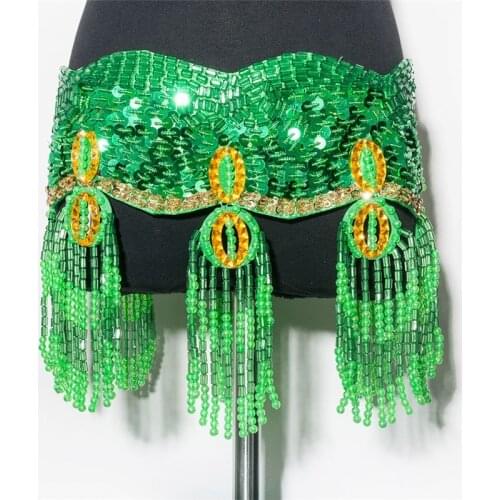 New design Women sequins Belly Dance Costume Dancing Hip Scarf Wrap beaded belly dancing Belt waist chain Tribal Dance Costume