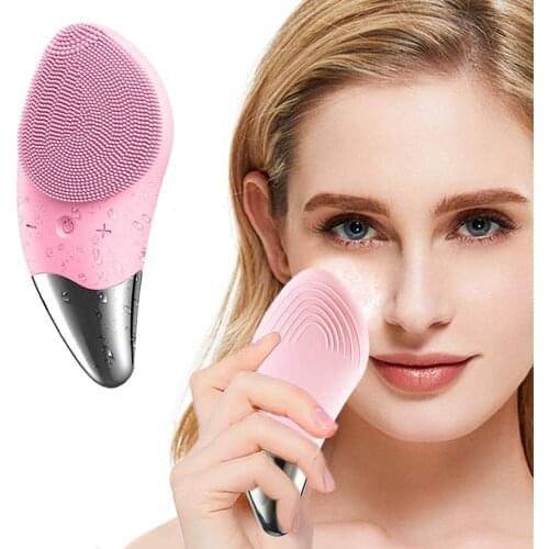 Ultrasonic Silicone Electric Facial Cleansing Brush Sonic Face Cleanser Cleansing Skin Mini Washing Massager Brush Rechargeable