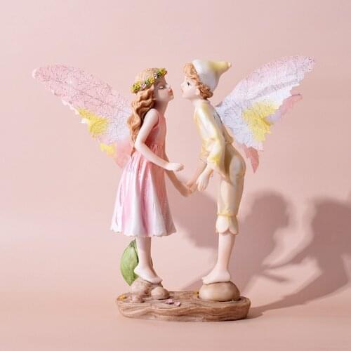 European Resin Moon Flower Fairy Angel Girl Ornaments Birthday Gifts Home Bedroom Childrens Room Figurines Decoration Crafts