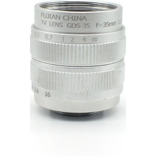 Fujian CCTV 35mm f1.7 Lens C Mount for Canon for EOS M / M2 / M3 etc.silver