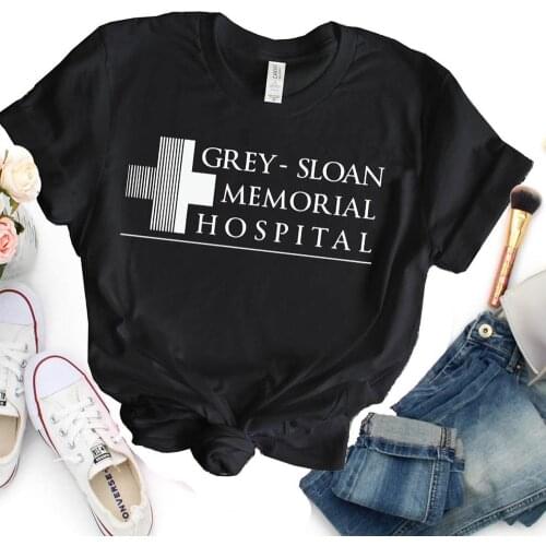 GreyS Anatomy T-Shirt Women Casual Letters Printed Grey Sloan Memorial Hospital Tv Shows T Shirt Tumblr Tops Funny Tshirt