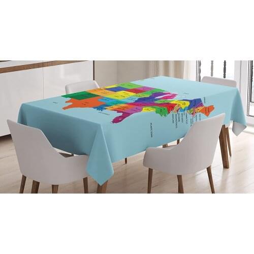 Map of America USA with States and Capitals City California Texas New York Custom Table Cover