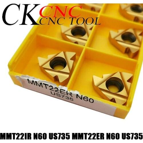 10PCS MMT22IR N60 US735 MMT22ER N60 US735 3.5-6mm Thread cutting insert 22ER 22IR CNC turning thread carbide insert for SER/SNL