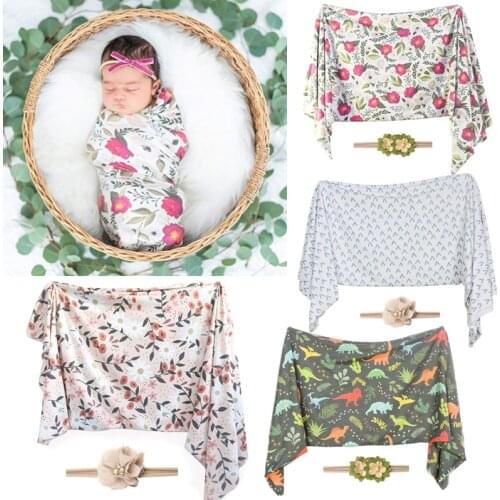 2 Pc Cotton Baby Blanket+Headband Set Newborn Swaddle Wrap Soft Receiving Blanket Sleeping Bag Hair Band Kit For Baby Boys Girls
