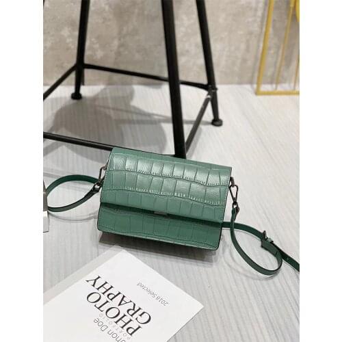 Leather Bag 2021 New Womens Bag Fashion Versatile Small Square Bag Crocodile Cross Shoulder Bag