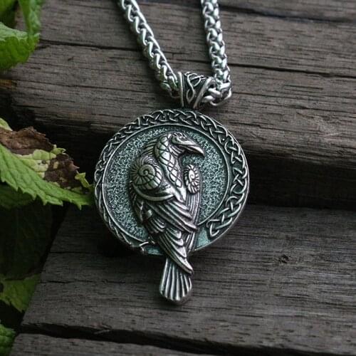 Lanseis 10pcs norse talisman viking raven pendant black bird celt crow necklace men pendant jewelry