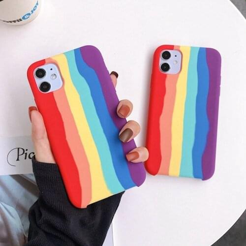 Hot Sale Colorful Rainbow Microfiber Design Phone Case for iPhone 12 New Liquid Silicone Soft Cover iPhone 11/6/7/8/X/XR/XS/MAX