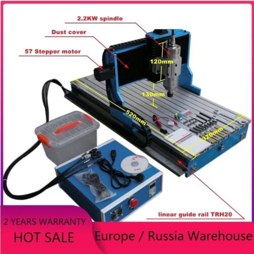 Linear guide rail 1500W metal cutting machine cnc 3040 2200w spindle 4axis wood router PCB engrave steel engraving