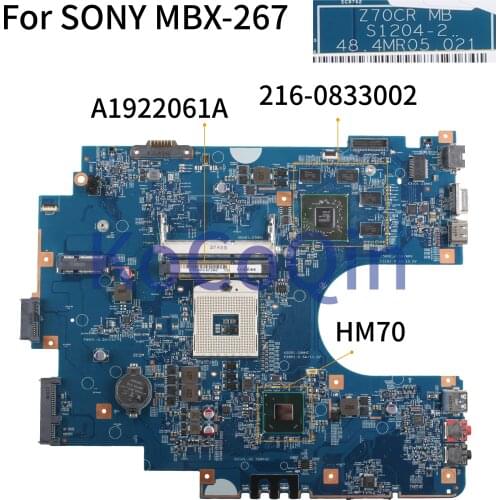 KoCoQin Laptop motherboard For SONY SVE171 MBX-267 Mainboard A1922061A S1204-2 48.4MR05.021 HM70 216-0833002 1G