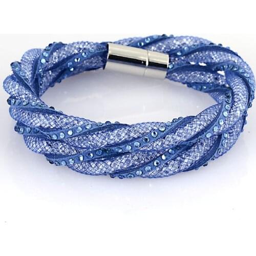 Miasol Double Wrap Twisted Rhinestone Full Resin Crystal Wrapped Magnetic Girls Bracelets For Women Christmas Gifts