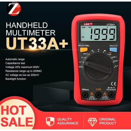 Mini Palm Size Ammeter Multitester UNI-T UT33A+ Automatic Range Digital Multimeter DC/ AC Resistance UT 33A+ In Stock