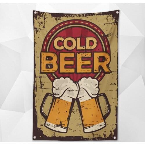 Cheers & Beers Nostalgic Retro Hanging Cloth Wall Chart Vintage Beer Day Poster Wallpaper Banner Flag for Beerfest Parties Decor