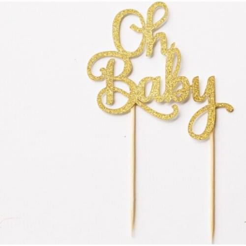 Oh baby Cupcake Toppers Glitter Pick - Set of 12