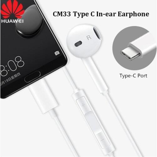 Original HUAWEI CM33 Earphones Earbuds USB C/Type C Mic Volume Control For P40 P30 Pro Mate 40 30 20 RS X 10 Honor 30 V30 40 Pro