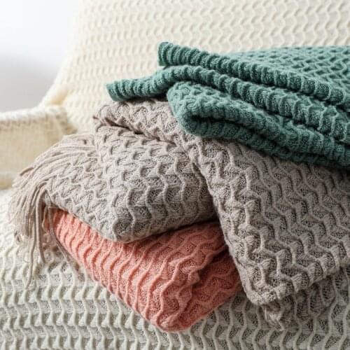 Nordic Sofa Throw Blanket Cover Simple Office Nap Shawl Knitted Casual Air Conditioning Blankets for Airplane Travel Blanket