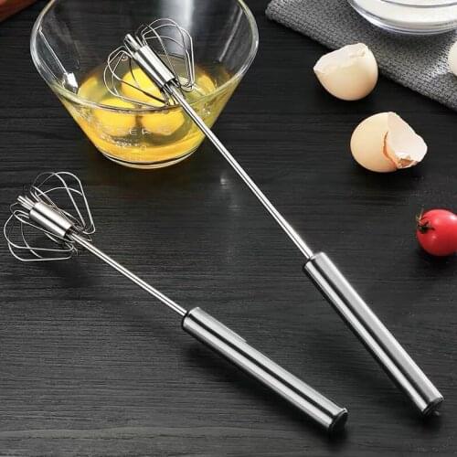 Egg Tool Semi-automatic Mixer Egg Beater Manual Self Turning Stainless Steel Whisk Hand Blender Egg Cream Stirring Kitchen Tools