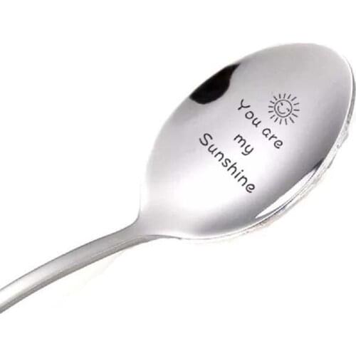 You Are My Sunshine Letter Spoon Stainless Steel Long Handle Spoons Valentines Day Gift Anniversary Gift Present for Tea Coffee