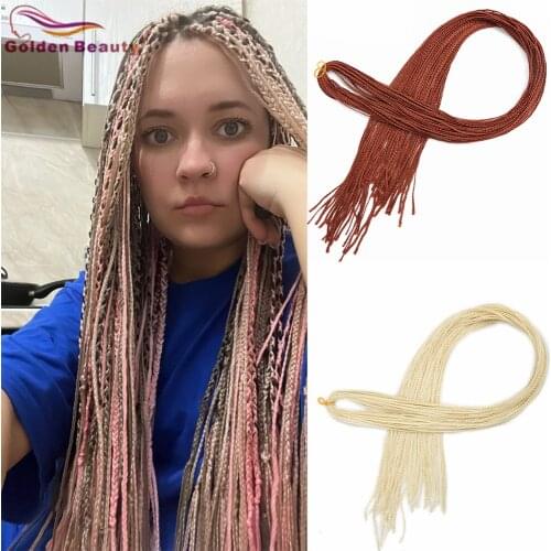 GoldenBeauty Box Braid Synthetic Senegalese Braid High Temperature Fiber Blue Pink Red Purple Yellow 34inch Long Straight Hair