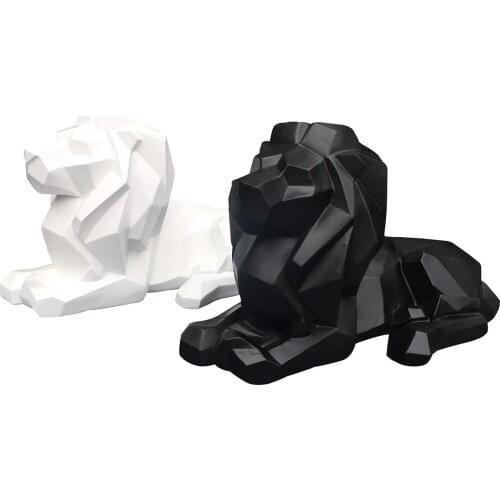 Modern Animal Statue Sculpture Home Decor,Geometric Lion Statue Decor,Resin large Lion Figurine for Desktop,Bookshelf Decoration