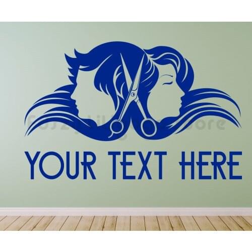 Hair And Beauty Wall Decal Barber Shop Wall Window Sicker Hair Salon Personalized Text Decoration Vinyl Salon Wall Mural Q587
