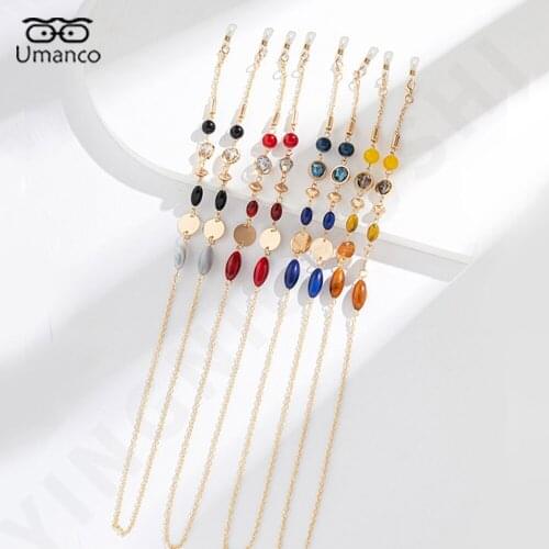 2021 Fashion Glasses Chains for Women Colorful Crystal Beads Gold Mask Sunglasses Chain Female Eyewear Jewelry Accessories