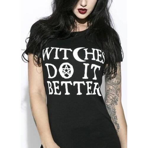 Witches Do It Better T-Shirt Gothic Tee Shirt Summer Fashion Tumblr Grunge Tshirts Short Sleeve O-neck Printed Tee Shirt