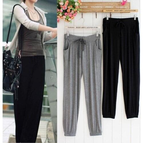 2021 Spring Summer Plus Size Harlan Pants Women Solid Loose Casual Modal Sweatpants High Waist Trousers Pantalones De Mujer Y980