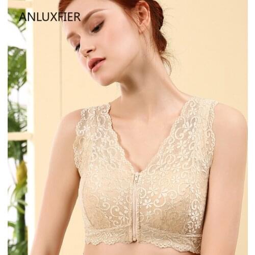 H9652 Lace Bra Underwear Ladies After Breast Cancer Surgery Without Steel Ring Thin Breathable Bras Front Buckle Zipper Lingerie