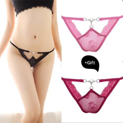 Lady Simple Sexy Bikini underwear Hollow Pearl Chain Couple Flirt Thong Panties Chain Body Jewelry For Women Couple Panties