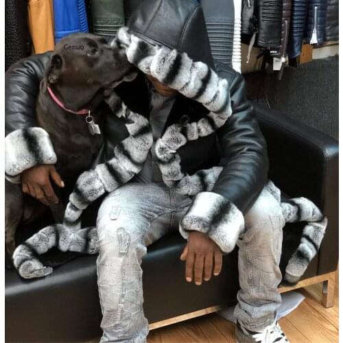 Winter Warm Overcoat Mens Faux Leather Fleece Fur Patchwork Long Coat Hooded Jacket Imitation Leather Trench Coats Male