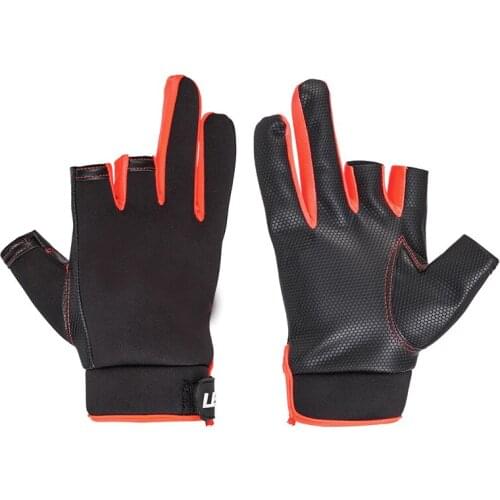 Winter Fishing Gloves Three Half-Finger Breathable Leather Gloves High-quality Neoprene & PU Anti-Slip Fishing Fingerless Gloves
