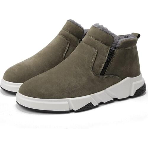 Winter Men and women Fashion Shoes High-top Walking Shoes Gray Black Shoes For Men Keep Warm Canvas Shoes Men Nubuck Casual Shoe