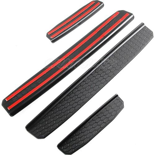 1 Set Car Accessories Scuff Plate Guard Auto Door Sill Trim Cover Decor Board The Threshold Bar For Jeep Wrangler JL 4Door 2018