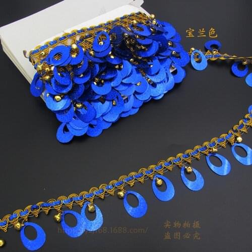 10Yards DIY Tassel Sequins Lace Ribbon Leave Trim Fabric For Latin Dance Dress Costume Decoration Sewing Supplies Paillette Lace