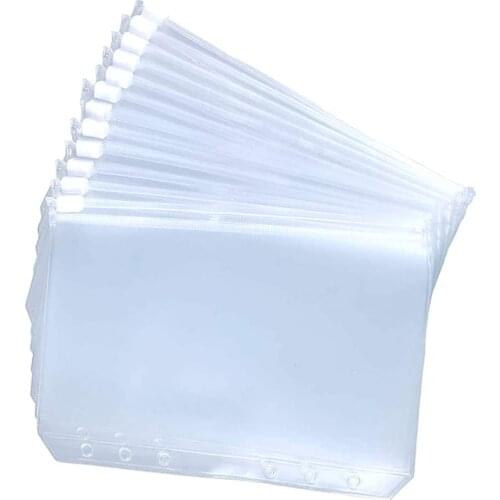 12 Binder Pockets, A7 Size Binder, Zipper Folder, Suitable For 6-Ring Notebook Binders, Waterproof PVC Zipper Binder