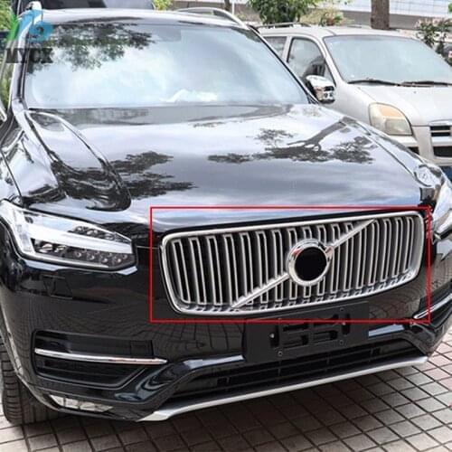 For Volvo XC90 XC 90 2015 2016 2017 2018 AB Matte Car Styling Exterior Accessories Front Grille Grill Cover Molding Trim 2PCS