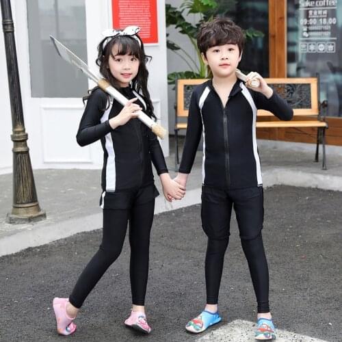 2020 Long Sleeve Surfing Swimsuit Rashguard Teens Plus Size Girls Boys Rash Guard Tankini Swimwear For Children Korean Bathing